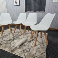KOSY KOALA Set of 4 White Wooden Dining Tulip Chairs Plastic Lounge Kitchen Padded Seat Chairs