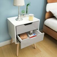 Kosy Koala Chic White grey Bedside Table Cabinet With Drawers