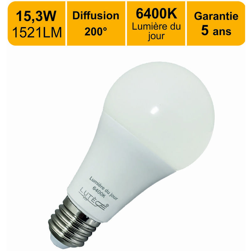 Ampoule LED E27 6W filament Opaque Température de Couleur: Blanc froid 6400K