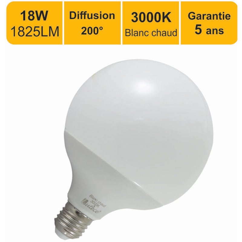 Ampoule LED LUXEN GLOBE G120 17W équivalent 100W 1521lumens Blanc chaud  3000K E27