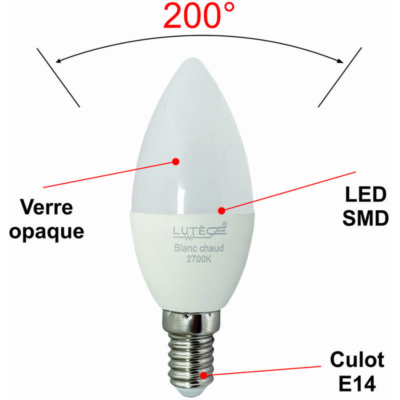 Ampoule Led 4W 2600K Forme tube clair culot E14 dimmable équivalent 30W  gamme vintage line