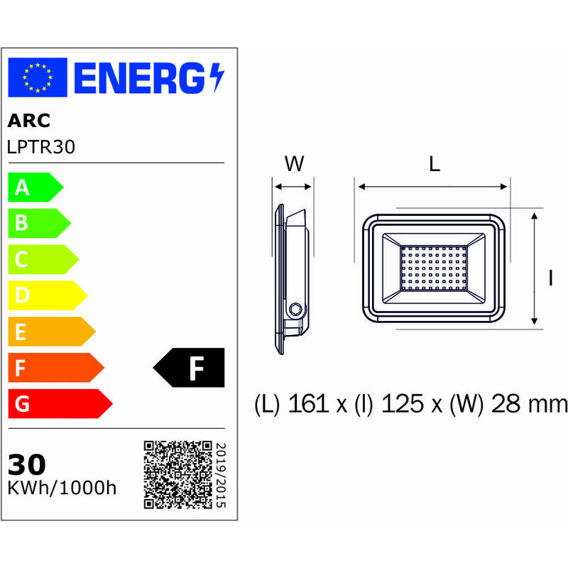 Projecteur LED, chantier PRO Puissance : 30W - Lumen : 2100 - Câble 4M