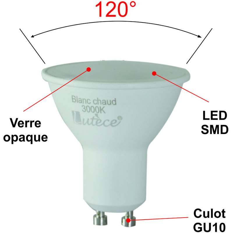 Lot de 2 ampoules LED GU10 5 W 500 lm Bleu AC 220-240 V Angle d