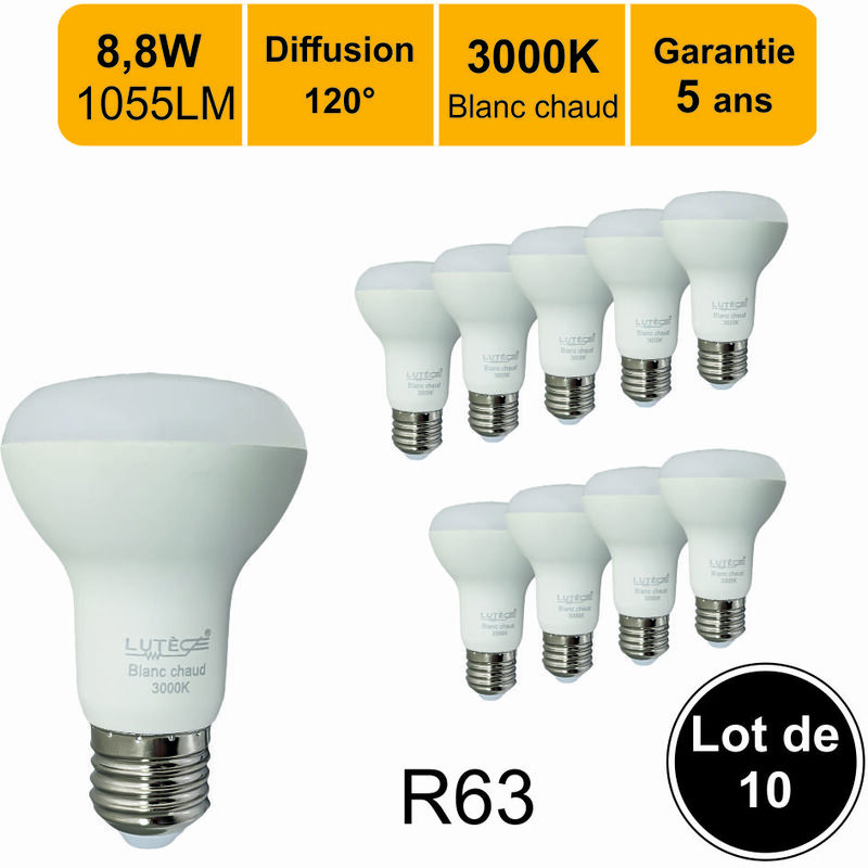 E27 LED Ampoule LED, R63 806Lm Blanc Froid 6500K
