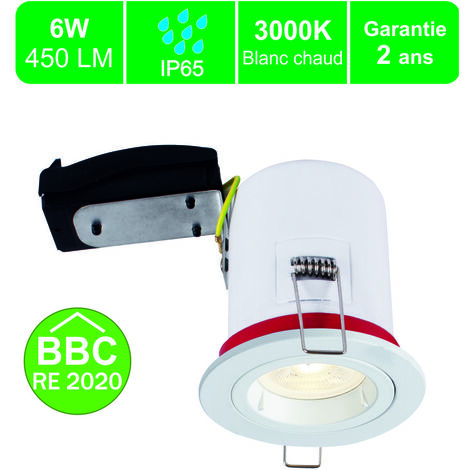 Support spot BBC salle de bain IP65 + GU10 6W 450lm inclus - garantie 2 ans