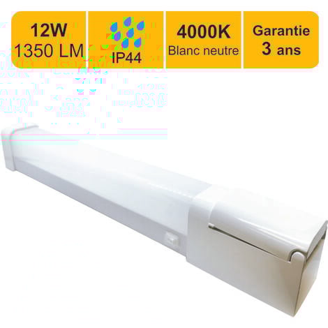 Applique LED salle de bain 12W - 1350lm - 4000K + prises 16A 2P+T IP44 - garantie 3 ans