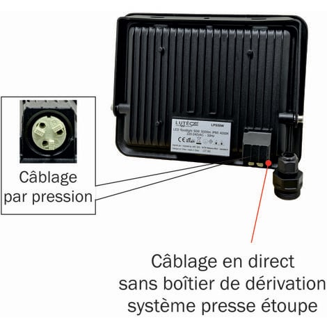 Projecteur LED 100W 11000 LM 4000K IP65 connexion en direct - garantie 5 ans