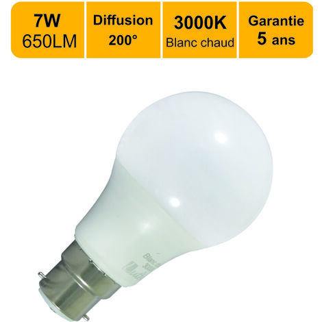 AMPOULE LAMPE LED BAÏONNETTE B22 3000K BLANC CHAUD