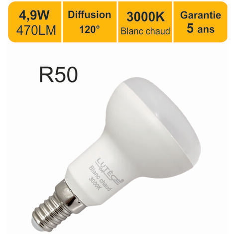 Ampoule LED connectée E14 Sphérique 470lm 40W RVB et blanc chaud à
