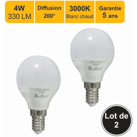 3 ampoules LED flamme E14 5,9W=25W blanc froid