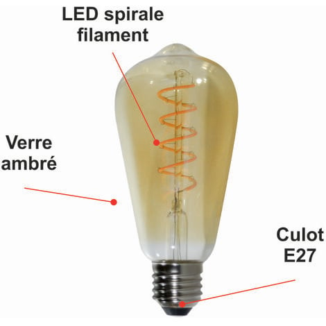 Lampe Flamme spirale modèle ambre