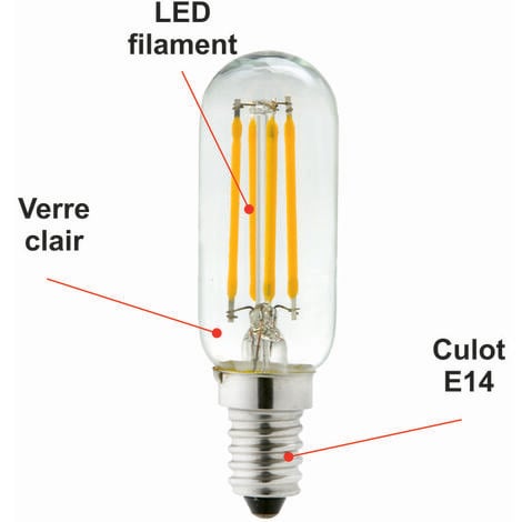 Lot de 2 ampoules LED filament E14 4W 470Lm 2700K - garantie 2 ans