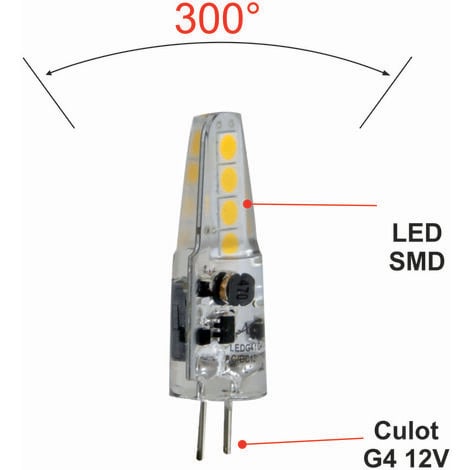 Lot de 4 Ampoules SMD LED Capsules, culot G4