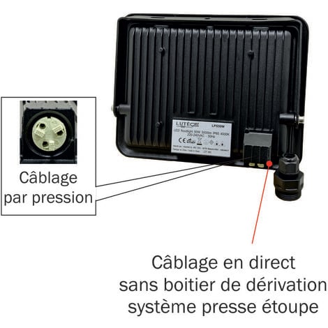 Lot de 5 projecteurs LED 10W 1000 LM 3000K IP65 connexion en direct - garantie 5 ans