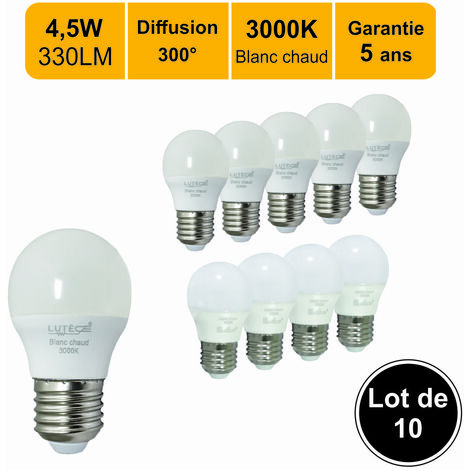 Lot 5 Ampoules LED E27 20W 6000K Blanc Froid