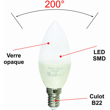 Ensemble de 5 ampoules LED 5 W E14 500 Lumens, pas de