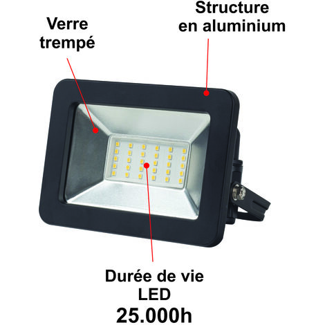 Projecteur Exterieur LED Blanc 30W 3000K sans câble GARANTIE 5 ANS 