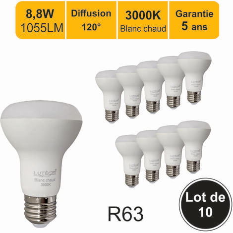 Lot de 10 Ampoules LED B22 9W equivalentce 60W 806lm Blanc Froid