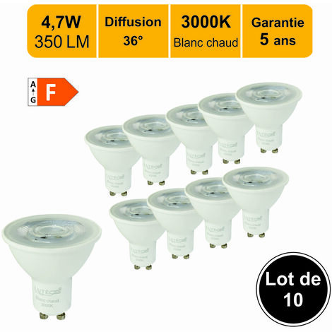 Lot de 10 ampoules LED GU10 5.5W 4000K 38° Dimmable