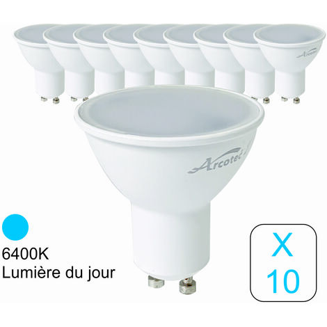Lot de 12 ampoules LED GU10 5W (equiv. 50W) - 120° - 400Lm 3000K - garantie  5 ans