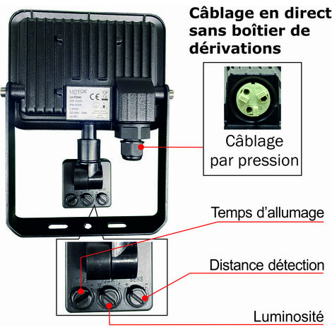 [JAMAIS UTILISÉ] Projecteur LED 30W 3000 LM 3000K IP44 avec détecteur - garantie 5 ans