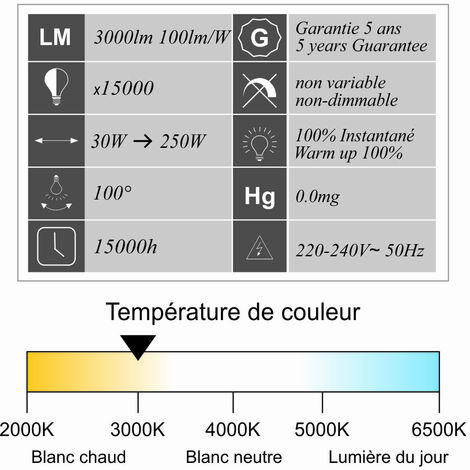 [JAMAIS UTILISÉ] Projecteur LED 30W 3000 LM 3000K IP44 avec détecteur - garantie 5 ans