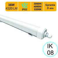 Réglette LED étanche IP65 36W 4320lm - 3CCT - traversant - garantie 3 ans