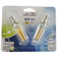 Ampoules LED E14 6W (équivalent 40W) - Lumière Chaude 2700K, 470 Lumens - Pack De 2, Neuf, Marque BHV