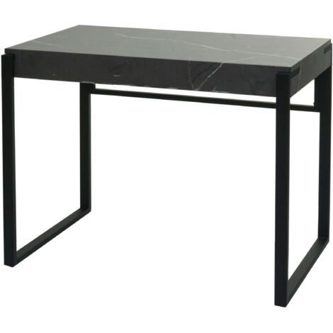 Bureau HHG-702, table d'ordinateur de bureau, métal 100x54cm, aspect marbre gris (1/5)