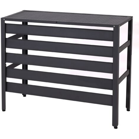 HHG – Cache climatiseur en aluminium 73x90x38cm – Résistant aux intempéries et à la rouille – Circulation d'air optimale – Support pour plantes - HHG-944