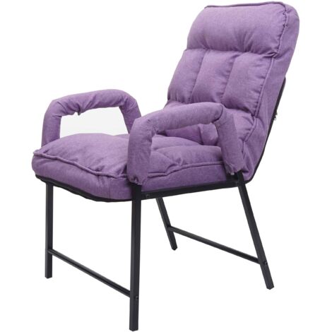 [JAMAIS UTILISÉ] Chaise de salle à manger HHG-127 capacité de charge 160kg dossier réglable métal, tissu/textile lilas (1/5)