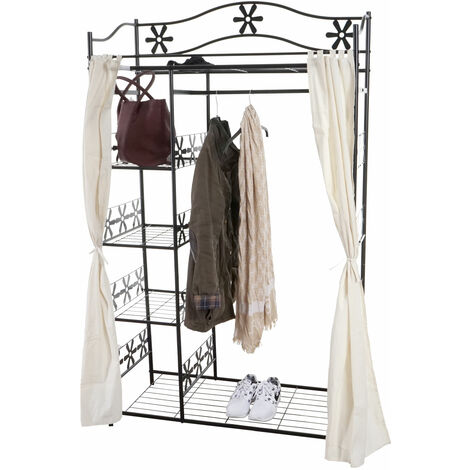 [JAMAIS UTILISÉ] Portemanteau Genf, garde-robe, portant, portemanteau, armoire, étagère métallique 172x100x43cm, avec rideau