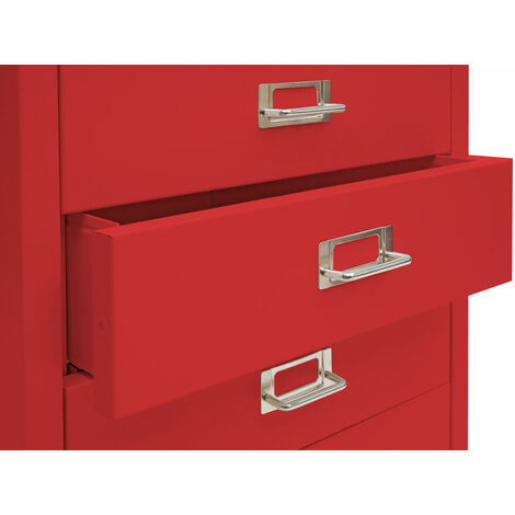 [JAMAIS UTILISÉ] Caisson à roulettes HHG-456, armoire à tiroirs acier armoire à dossiers, métal 75x40x41cm 5 tiroirs, rouge