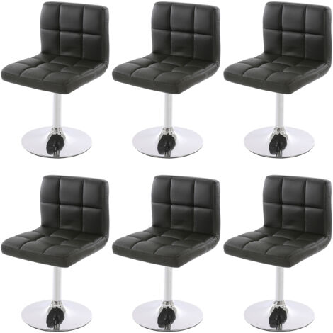 [JAMAIS UTILISÉ] Lot de 6 chaises de salle à manger Kavala, pivotante, similicuir, chrome, noir (1/5)