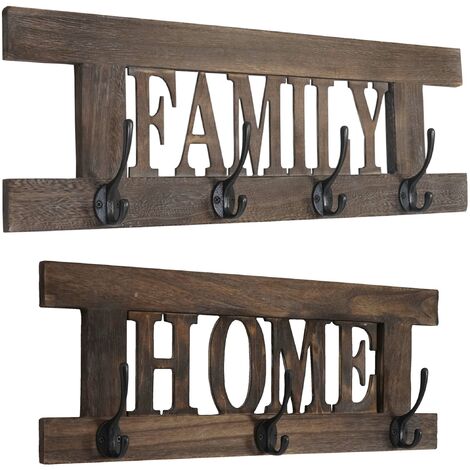 [JAMAIS UTILISÉ] 2x garde-robe murale Home+Family, set de planche vestiaire, style shabby, vintage, 55x20cm, marron (1/5)