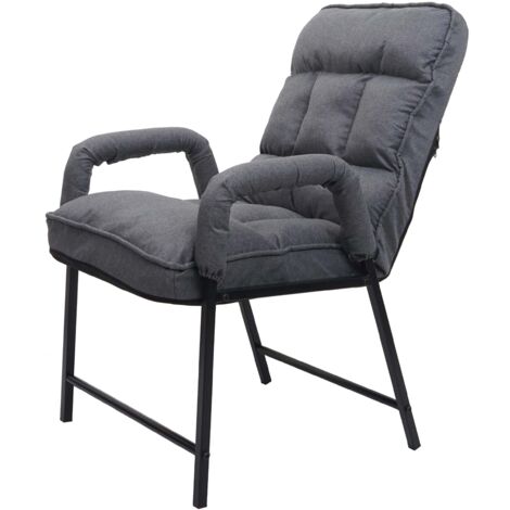 [JAMAIS UTILISÉ] Chaise de salle à manger HHG-127 capacité de charge 160kg dossier réglable métal, tissu/textile gris foncé (1/5)