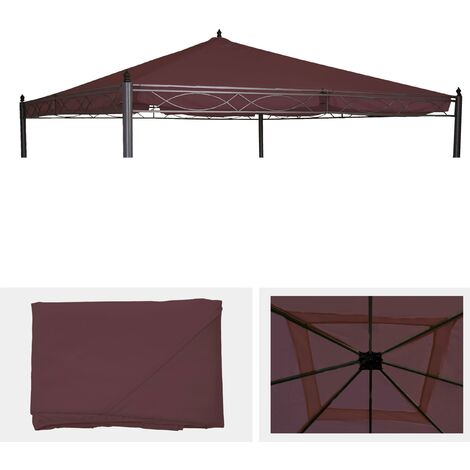 [JAMAIS UTILISÉ] Toit de remplacement pour toit pergola pavillon Cadiz 4x4m, rouge-brun