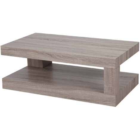 [JAMAIS UTILISÉ] Table basse de salon HHG-394, structure 3D MVG 40x110x60cm, aspect chêne foncé (1/5)
