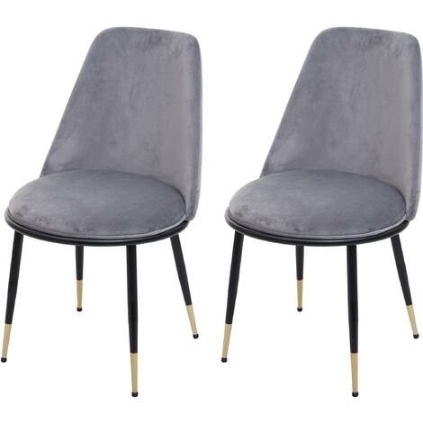 [JAMAIS UTILISÉ] 2x chaise de salle à manger HHG-824, chaise de cuisine, métal, gris, pieds noirs, velours