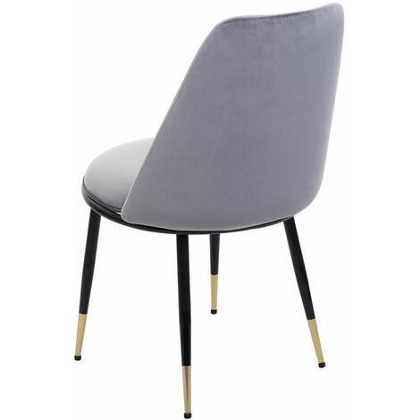[JAMAIS UTILISÉ] 2x chaise de salle à manger HHG-824, chaise de cuisine, métal, gris, pieds noirs, velours
