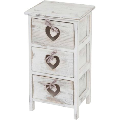 Commode COLORIS Chiffonnier 4 Tiroirs Colorés En Bois De Paulownia Style Shabby Chic Vintage Rustique Retro Blanc