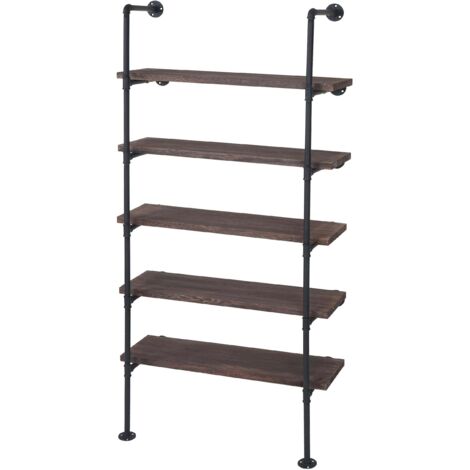 [JAMAIS UTILISÉ] Étagère de rangement HHG-451, design industriel 165x80x28cm, marron (1/5)