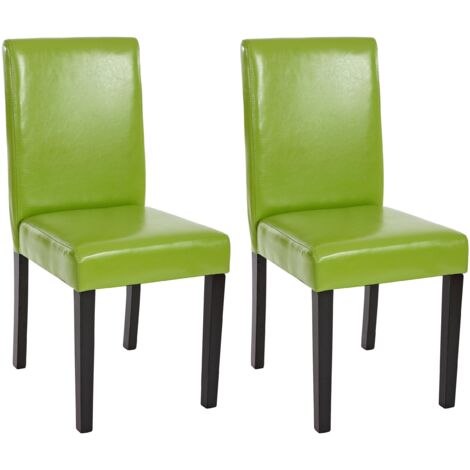 [JAMAIS UTILISÉ] Lot de 2 chaises de séjour Littau, simili-cuir, vert, pieds foncés (1/5)
