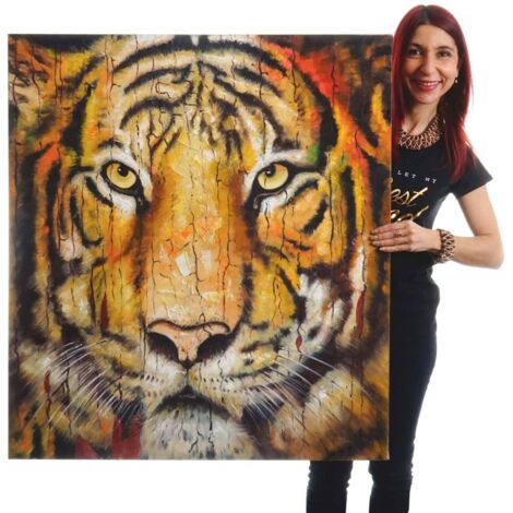 Tableau Toile Tigre Art Déco - Impression Sur Canvas Pour Décoration Murale