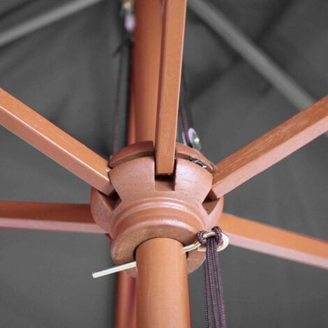 Mendler Houten parasol tuinscherm marktscherm Florida 3m, stabiel, kantelbaar, zwengel - terracotta