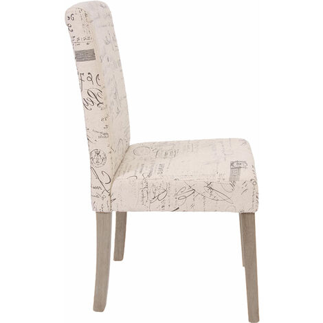 [JAMAIS UTILISÉ] Lot de 2 chaises de séjour Littau, fauteuil, tissu avec écriture, crème, aspect chaîne des pieds