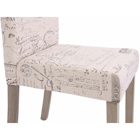 [JAMAIS UTILISÉ] Lot de 2 chaises de séjour Littau, fauteuil, tissu avec écriture, crème, aspect chaîne des pieds