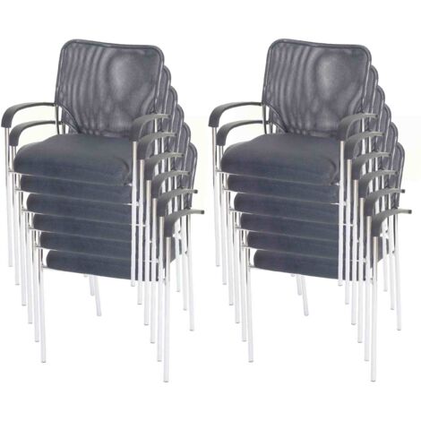 Chaise Visiteur H401 Empilable (lot De 2), Siège Gris Foncé, Pieds Chromés