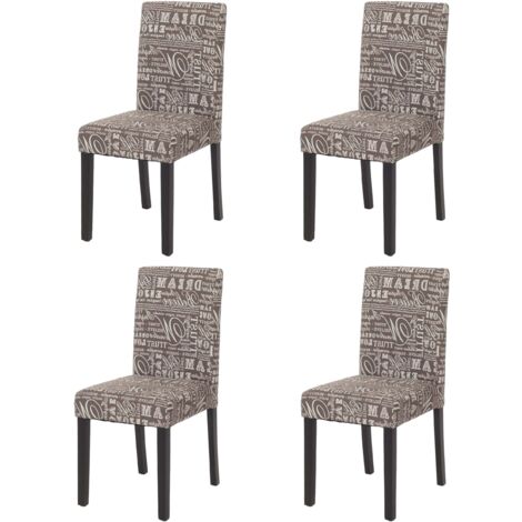[JAMAIS UTILISÉ] Lot de 4 chaises de séjour Littau, tissu gris words fabric, pieds foncés (1/5)