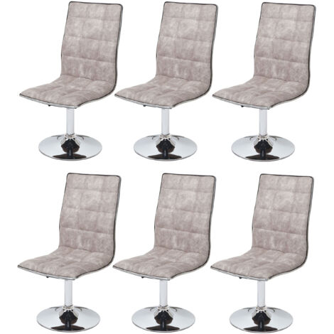 [JAMAIS UTILISÉ] 6x chaise de salle à manger HHG-105, fauteuil, tissu, vintage gris silex (1/5)